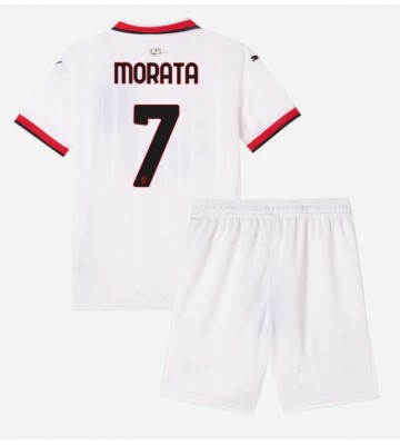 AC Milan Alvaro Morata #7 Segunda Equipación Niños 2024-25 Manga Corta (+ Pantalones cortos)